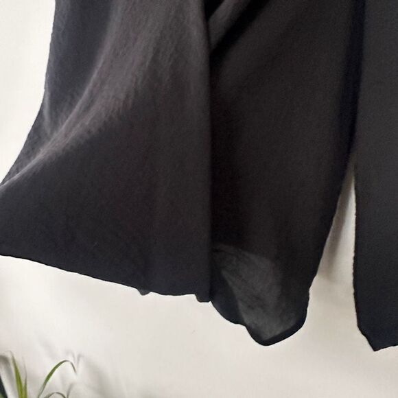 Alythea Wrap Front Sheer Black Blouse Oversized S - Picture 10 of 11